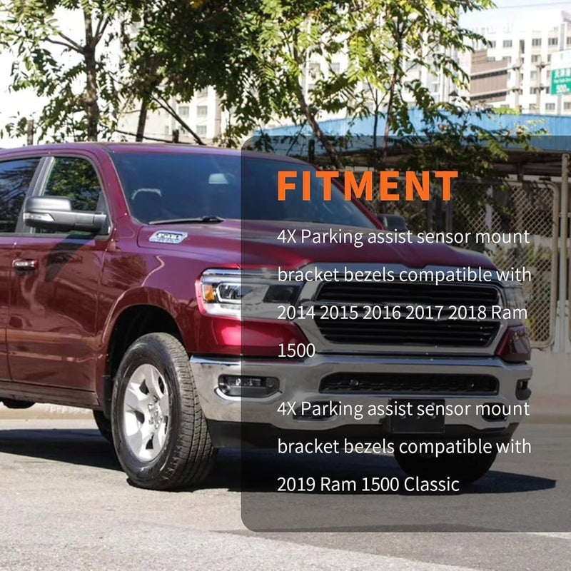 Aspaton 4X Parking Assist Sensor Mount Bracket Bezels Compatible with 2014-2018 Ram 1500 2019 Ram 1500 Classic 5LS52TZZAA - Image 2